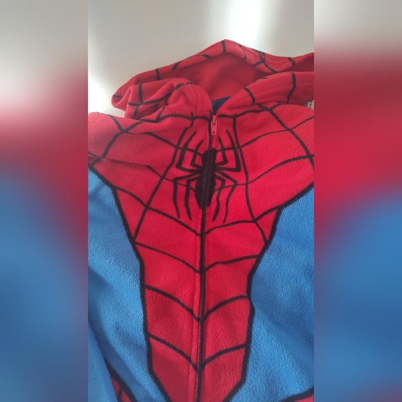 Spider-Man Boys Size 6/7 Union Suit Pajamas Onesie with Hood Marvel - Picture 4 of 4